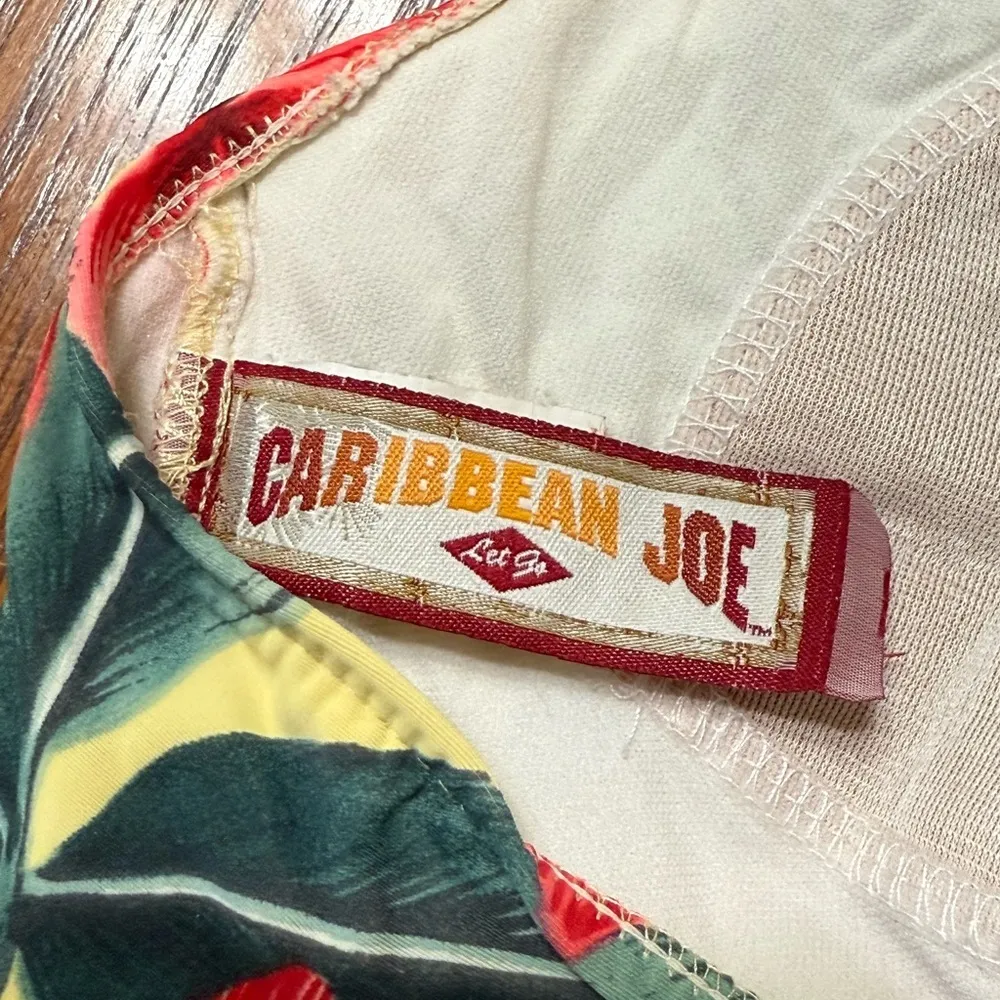 Halter Tankini Top Floral Tropical Print Yellow Red Green Size 10 - Image 3