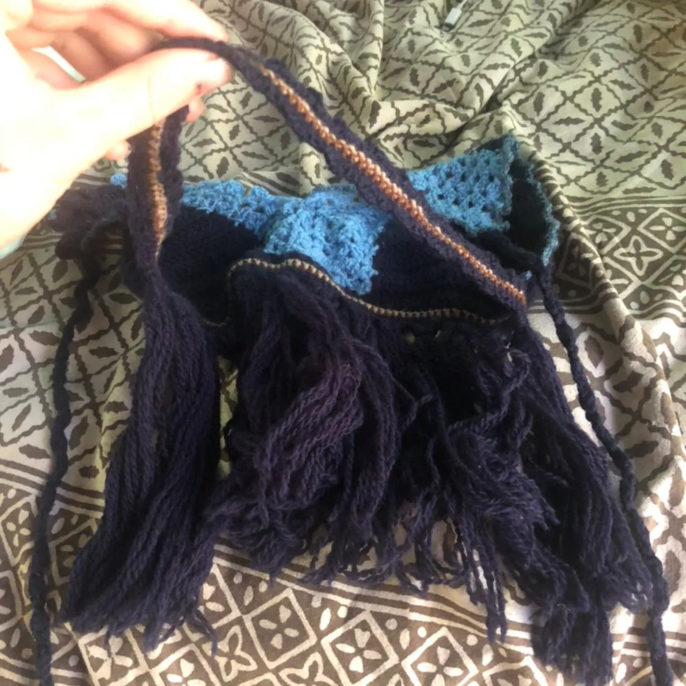 Handmade Crochet Top Blue Size M - Image 3