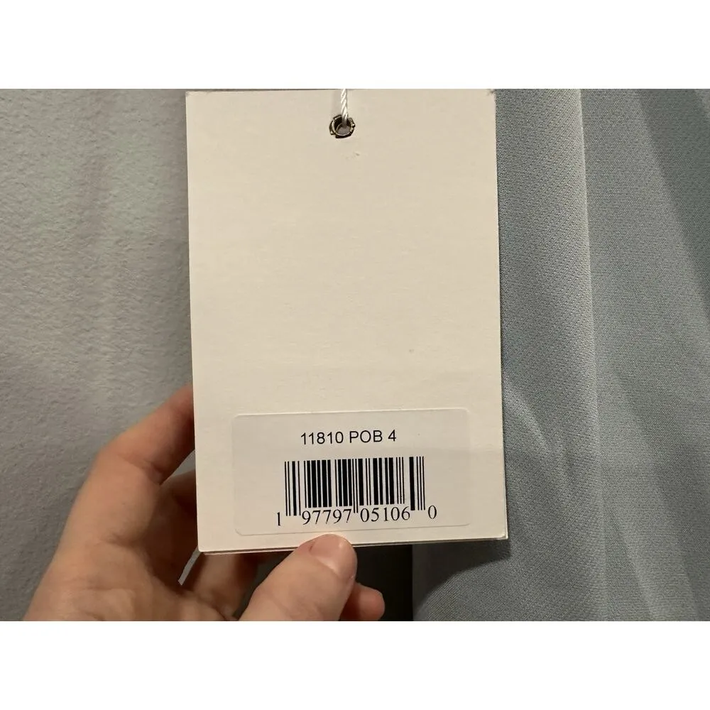 Mac Duggal 11810 Crepe One Shoulder Gown With Crystal Flower Powder Blue Sz 4 - Image 5