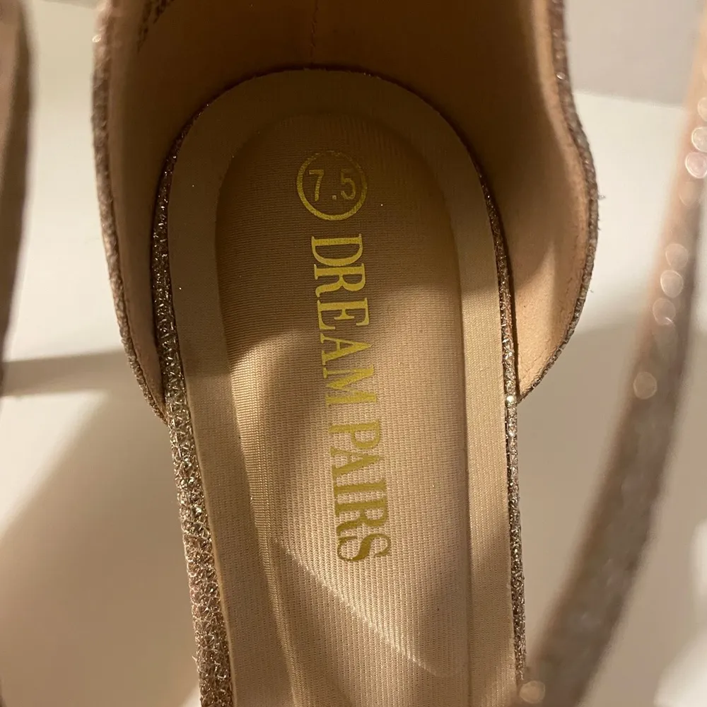 Dream Pairs Ankle Strap Criss Cross Party Evening Gold Sparkle Heels NWOT 7.5 - Image 9