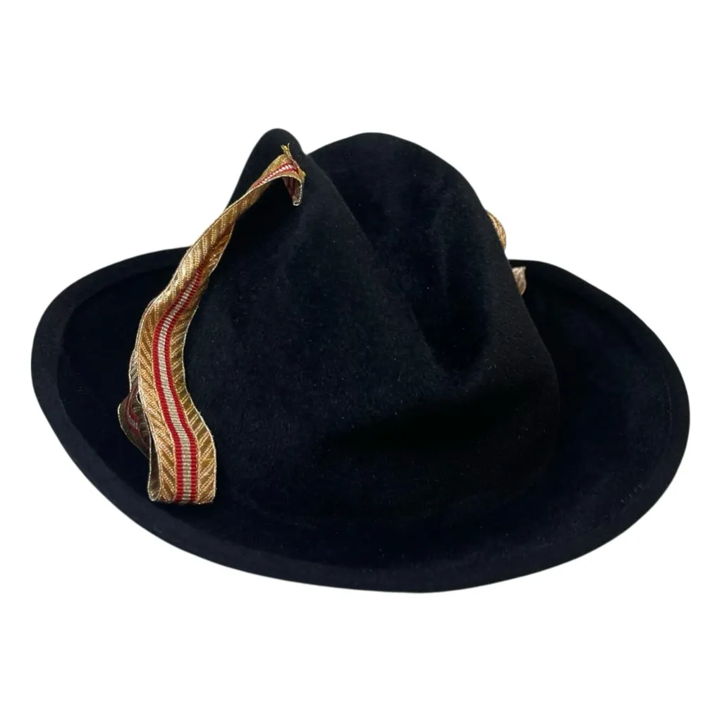 Bernstock Speirs Vtg Hat Womens Black Felt Medium Ribbon Bow Designer England - Image 4