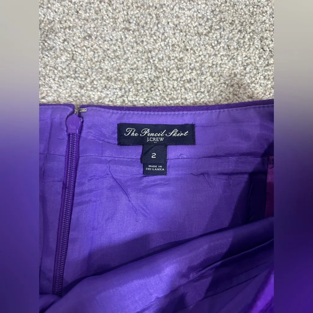 J. Crew Factory The Pencil Skirt Womens Size 2 Purple Double Serge Wool Blend - Image 6