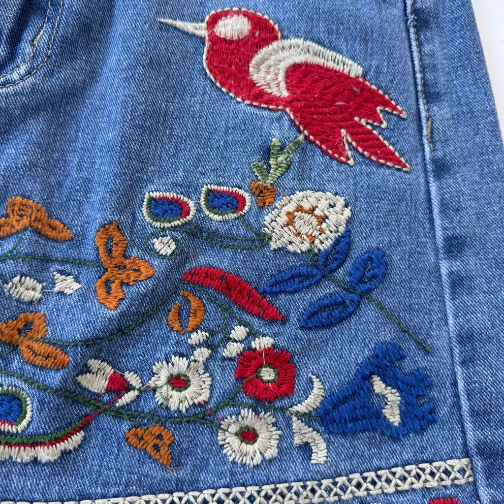 Umgee Piper Embroidered Denim Boho Mini Skirt Size S - Image 4