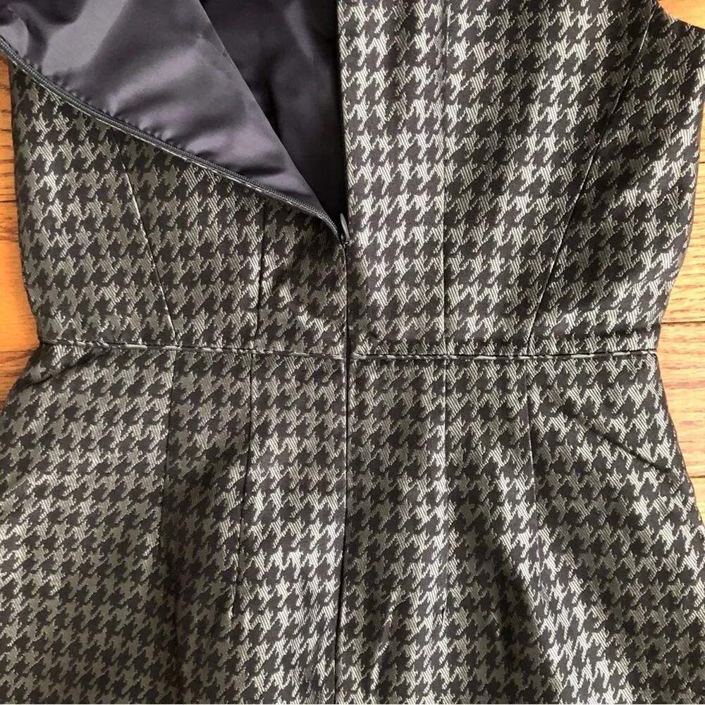 Banana Republic Houndstooth Silk Silver Black Sheath Mini Dress Women’s Size 0 - Image 11