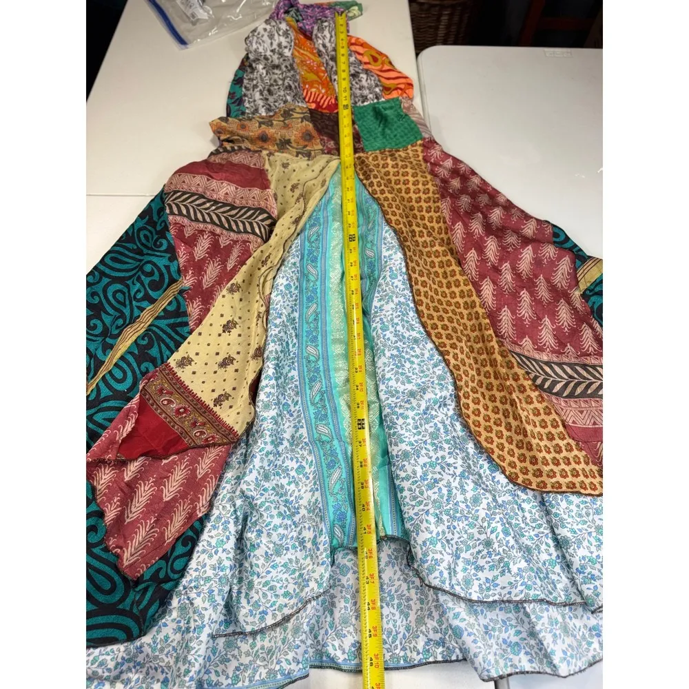 Jack pot new york Silk Dress Halter‎ Neck Colorful Boho Hippie Festival Unique Size L - Image 6