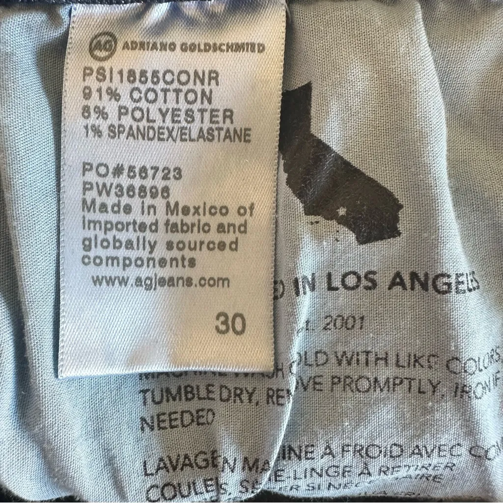 AG Adriano Goldschmied Prima Ankle Cigarette Leg Jeans Size 30 Dark Wash - Image 8