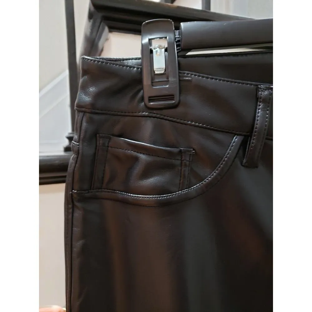 Joie  Women's Black Solid 100% Polyester Faux Leather Straight Leg Pants 8 - Image 3