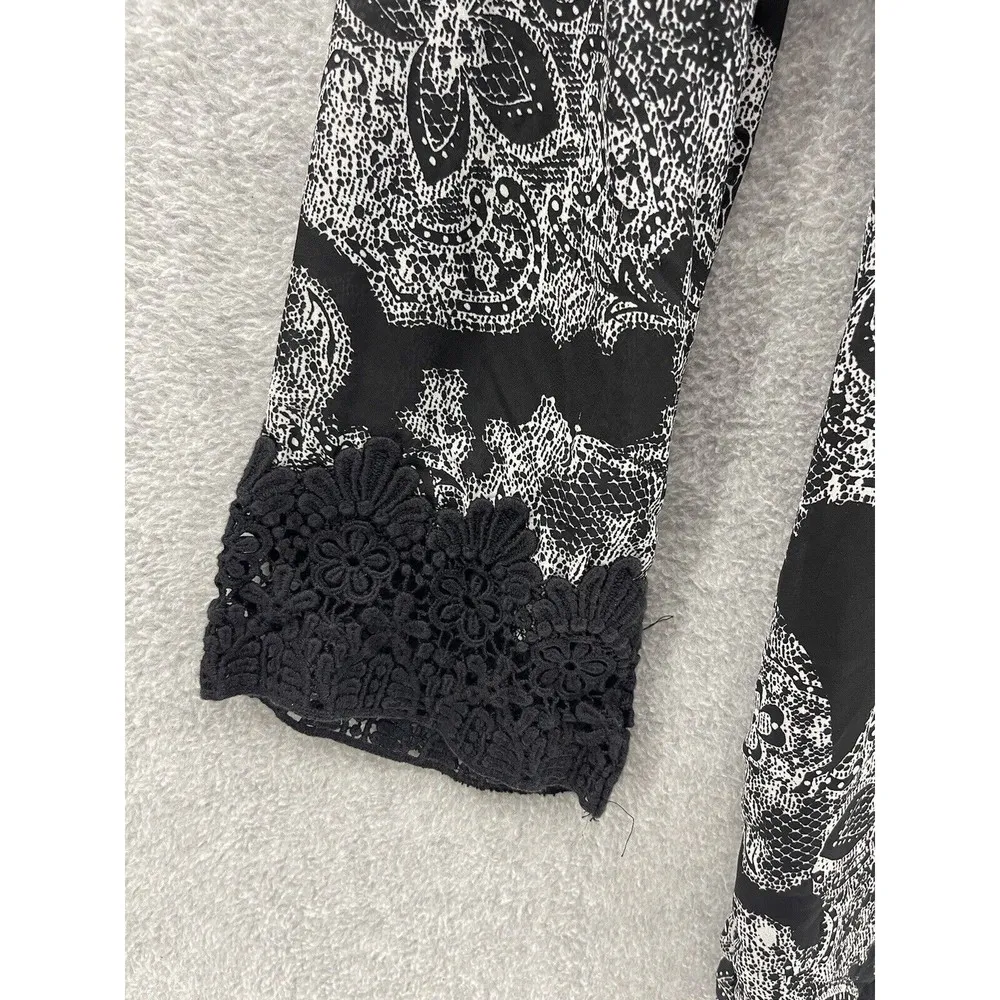 Nectar Clothing Women's Romper Black Shorts Small Long Sleeve Sheer Surplice - Image 3