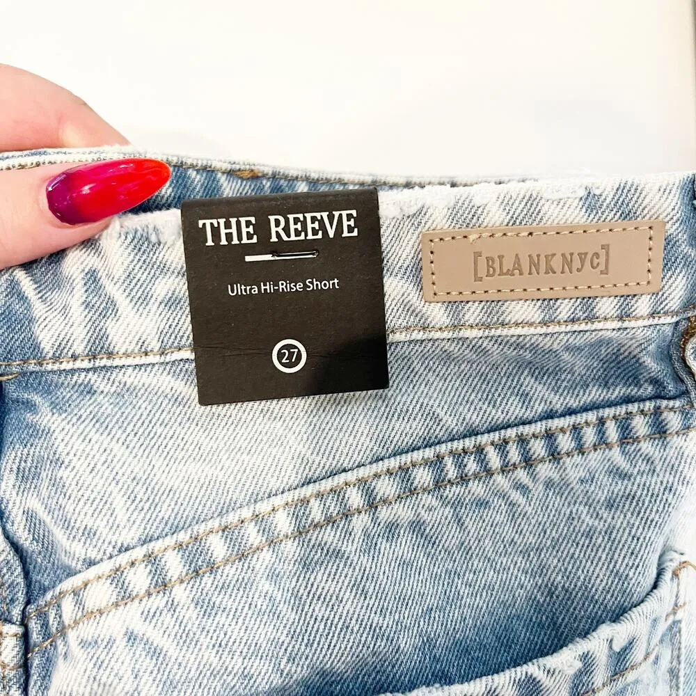 Blank NYC The Reeve Ultra High Rise Jean Distressed Cutoff Shorts Blue 27 - Image 5