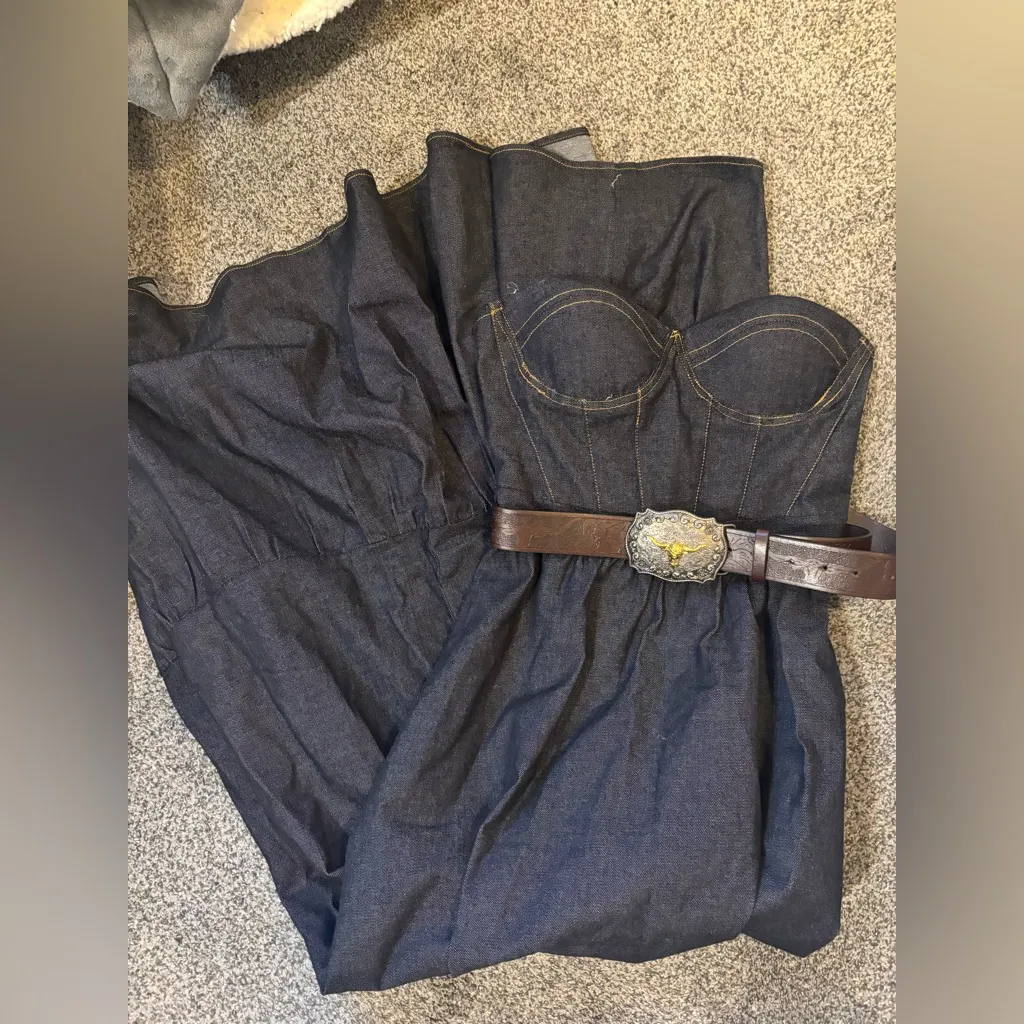 Denim Midi Dress Blue - Image 2