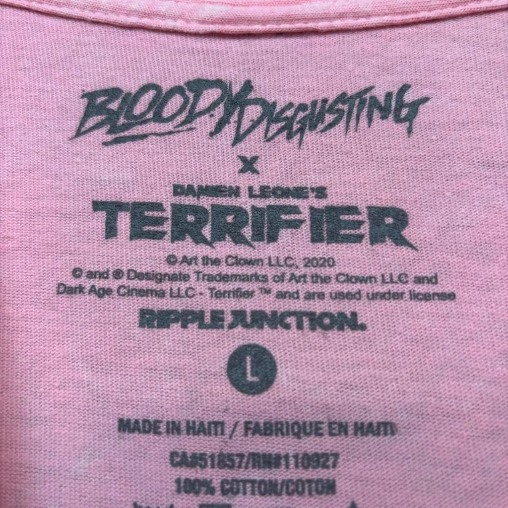 Terrifier X Bloody Disgusting “Who Will Survive” Art the Clown Horror Movie Graphic T-Shirt Size Large - Image 4