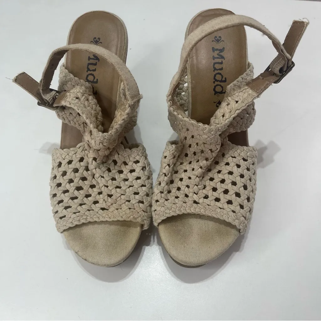 Mudd Women 9M Y2K Espadrille Crochet Wedge Platform Shoes Open Toe Bohemian - Image 3