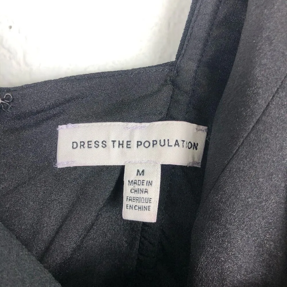 Dress the Population Louisa Flutter-Sleeve Dress Medium Black Cocktail Modest - Image 5