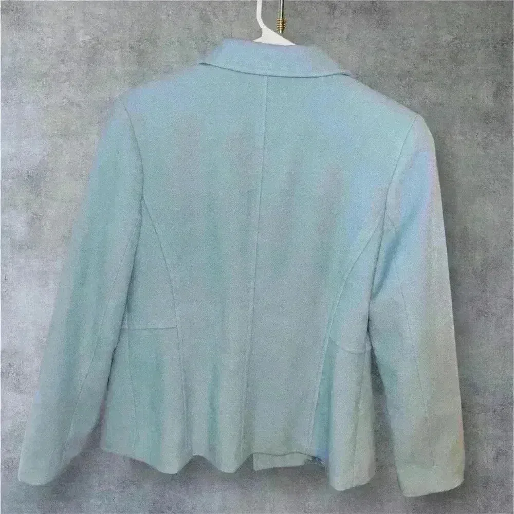 Chadwicks Women's Light Blue Wool Jacket - Classic Button-Up Design size 6 - Image 9