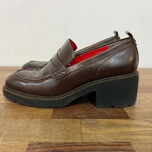 Tommy Hilfiger Loafers 7.5 Brown Leather Lug Y2K Vintage Chunky Academic Bratz - Image 2