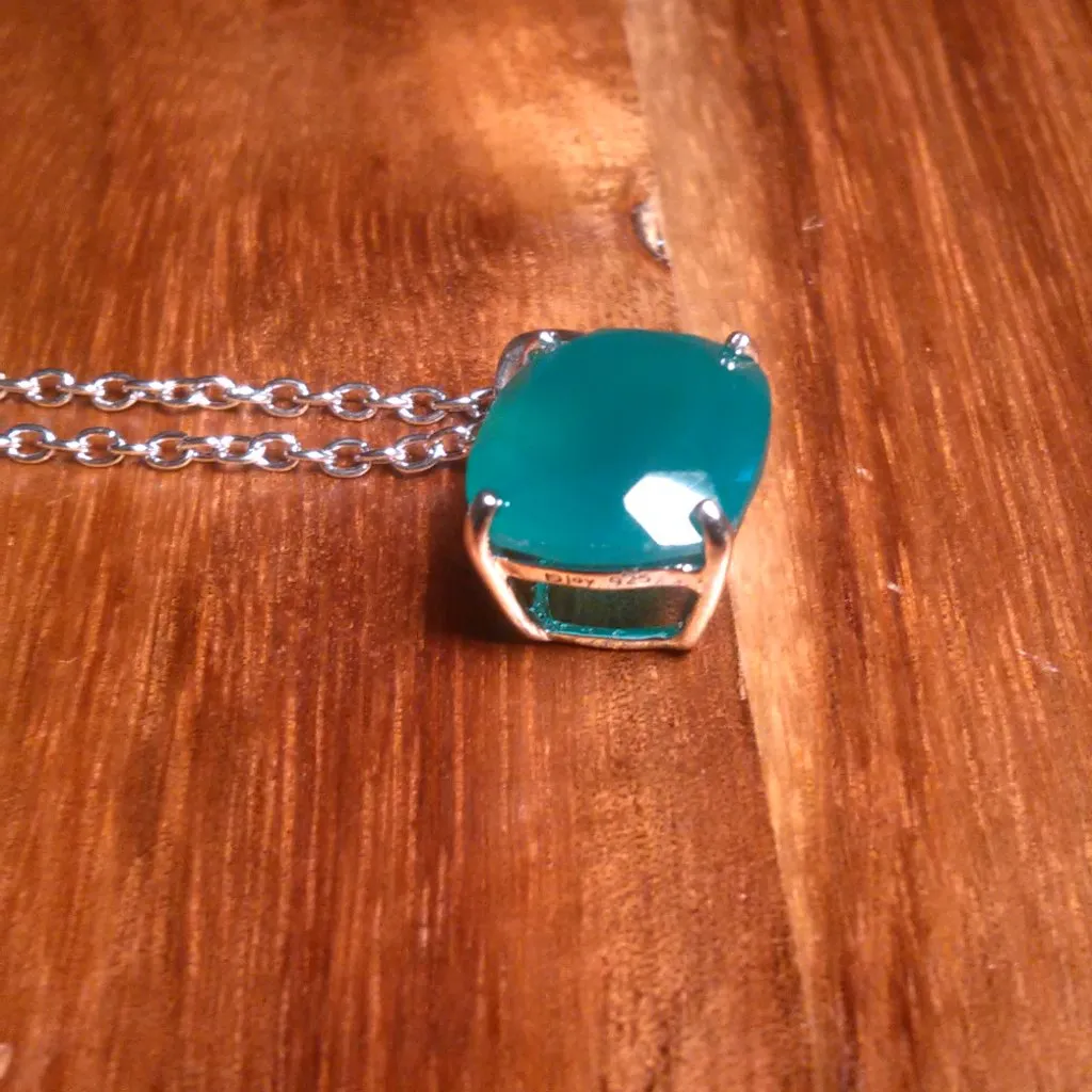 Verde Onyx Sterling Silver Pendant Stainless Steel Necklace - Image 7