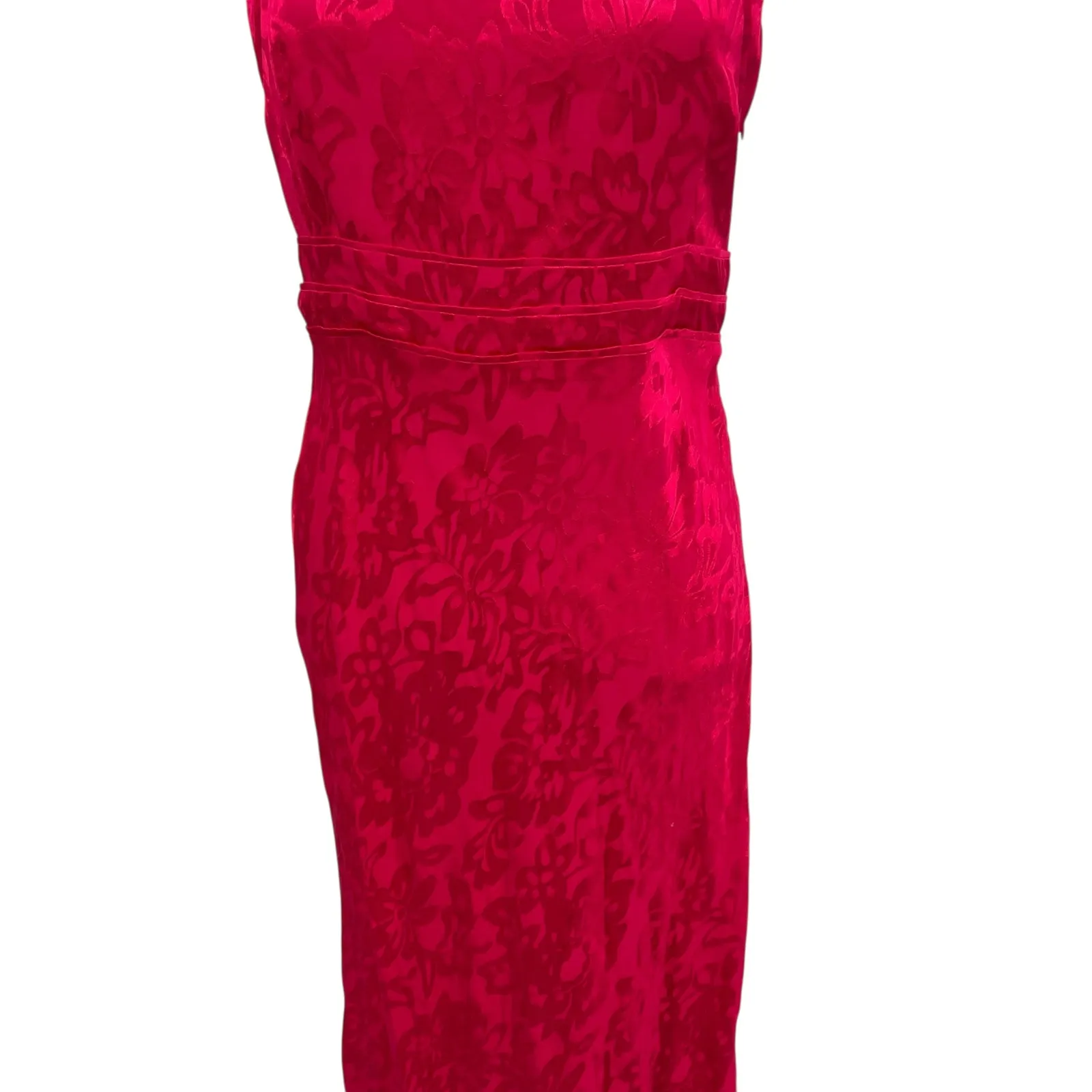 Privacy Please Mia Maxi Dress Slip Maxi Floral Satin Hot Pink Size Small - Image 5