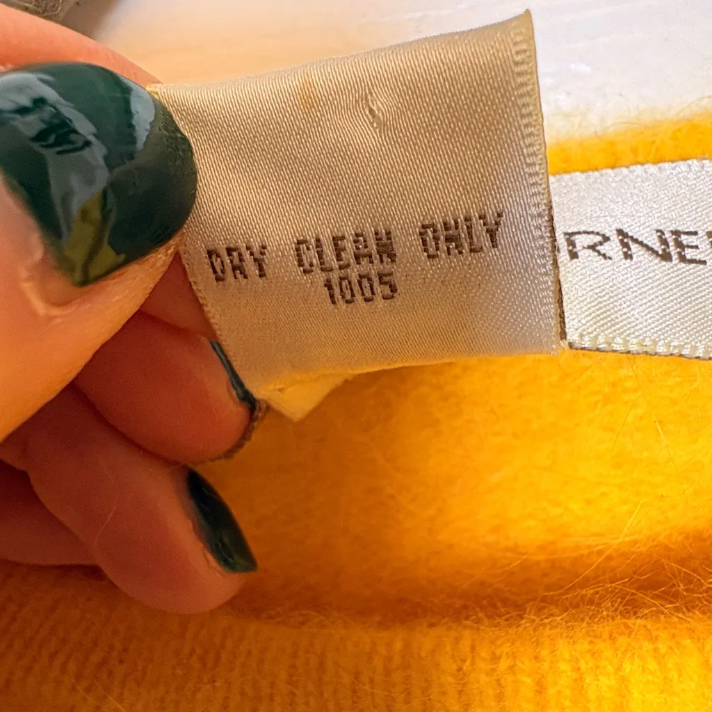 Vintage Casual Corner Yellow Angora Wool Blend Knit Sweater Soft Cozy XL - Image 4