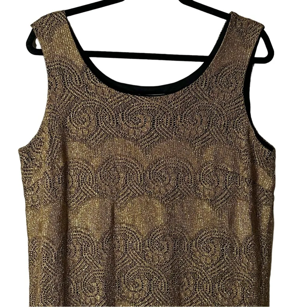 SL Fashions Vintage Flapper Dress Gold Black Fringe‎ Size 16W #696070 - Image 2