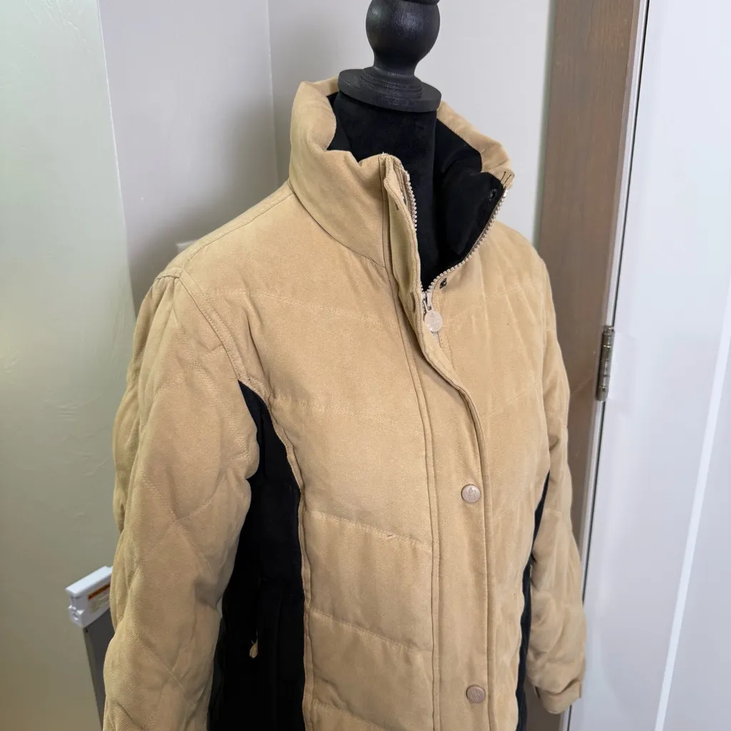 Outback Trading Ladies Snow Mountain Down Filled Jacket Coat Tan Black Western M Size M - Image 3