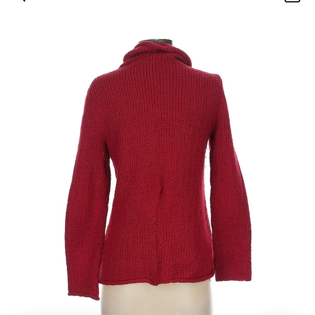 Vintage Eileen Fisher Turtleneck Sweater Red‎ Organic Cotton Women’s Size XS - Image 4