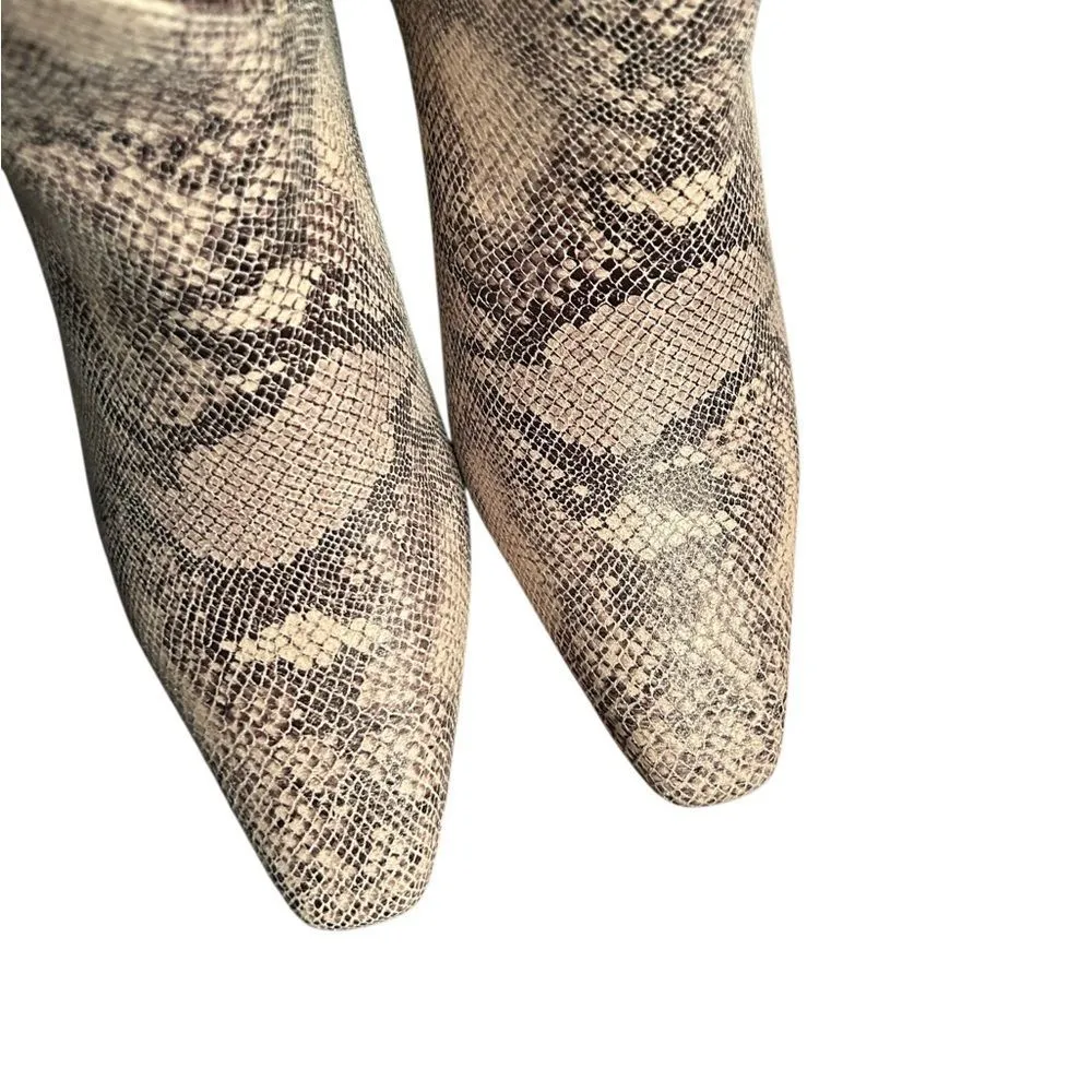 Lulus Snake Print Faux Leather Pull on Boots(Size 6) - Image 3