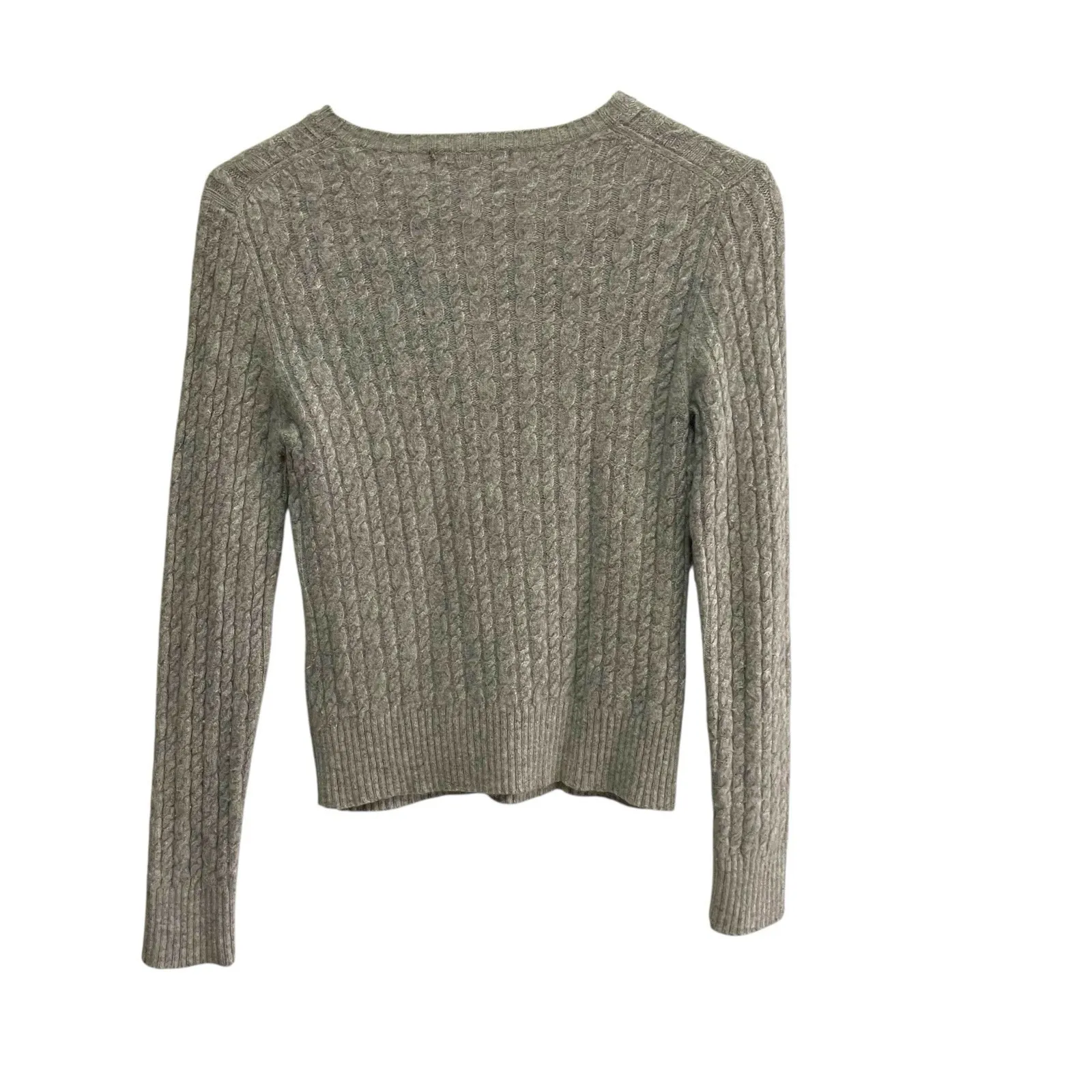 Cashmere Blend Gray Cable Knit Sweater Women's Size M Y2K Normcore Cozy Neutral Size M - Image 4