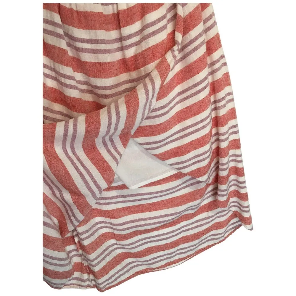 New Lovers And Friends Womens XS Mira Linen Off Shoulder Midi Striped Dress Pink - Image 8