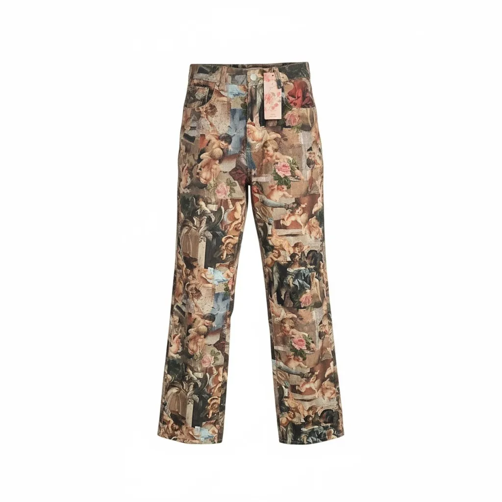 SHEIN Multicolor Artistic Print Wide Leg Jeans - Image 2