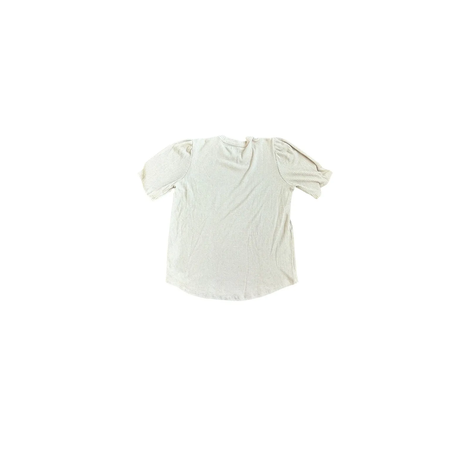 Faherty Layne Ribbed Puff Sleeve T Shirt Top Tan Size Small - Image 6
