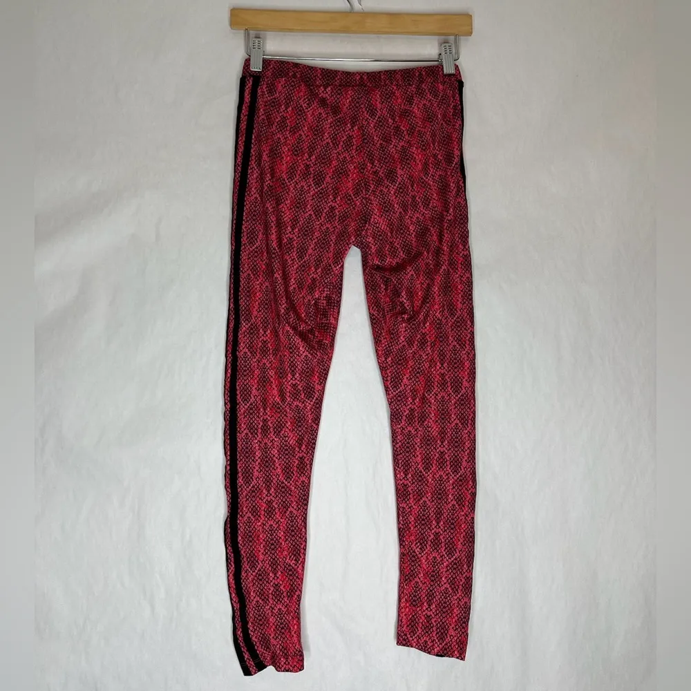 NWOT Adidas Originals Red Pink Snake Print Rare Y2K Soccer Leggings Size Small - Image 8