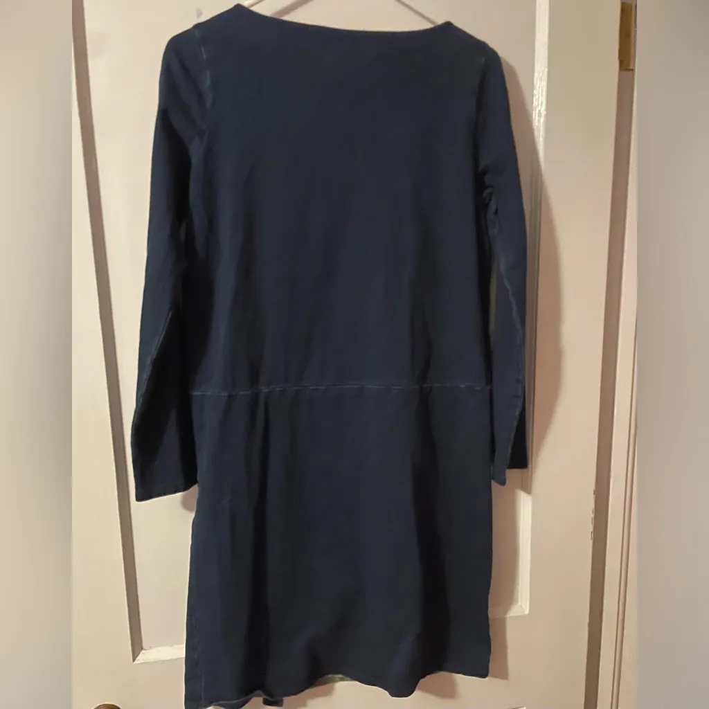 J Jill Denim Dress Women XS Pure Jill Indigo Blue Chambray Long Sleeve Sheath - Image 4