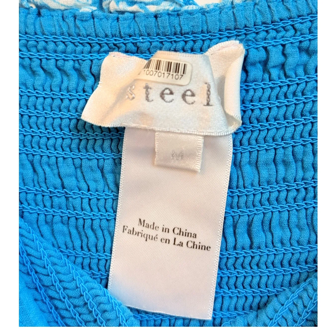 Steele Anthropologie Kenzie Smocked Dress Medium‎ Sundress Boho Summer Blue - Image 12