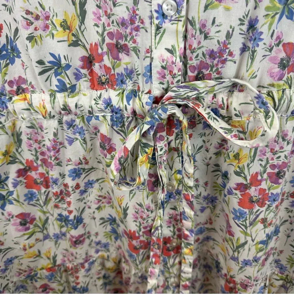 GAP Multicolor Puff Sleeve Floral Midi Shirt Dress Size XXL - Image 6