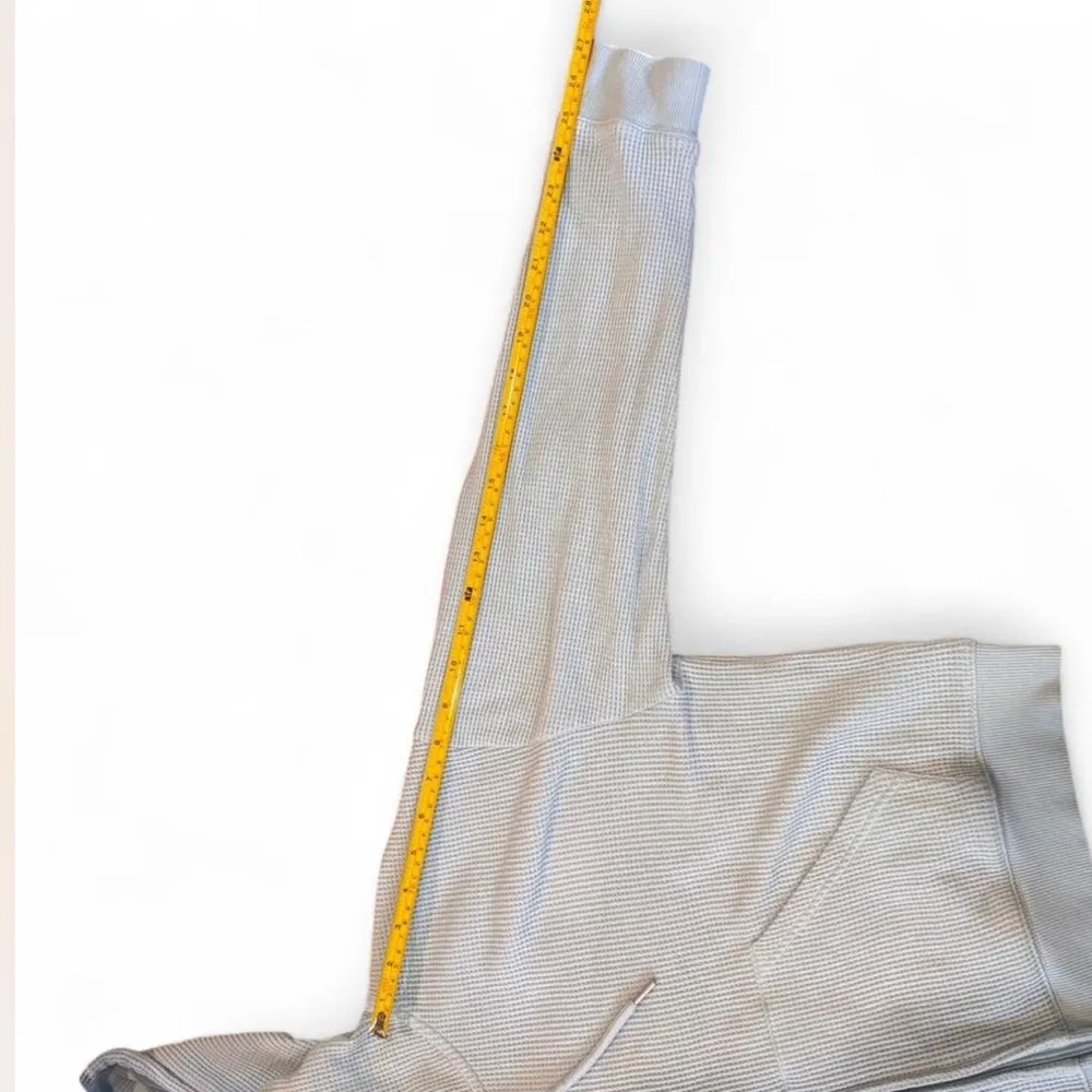 Auden Waffle Knit Full Zip Hoodie Sweatshirt Hoodie Blue Large Cropped - Image 7