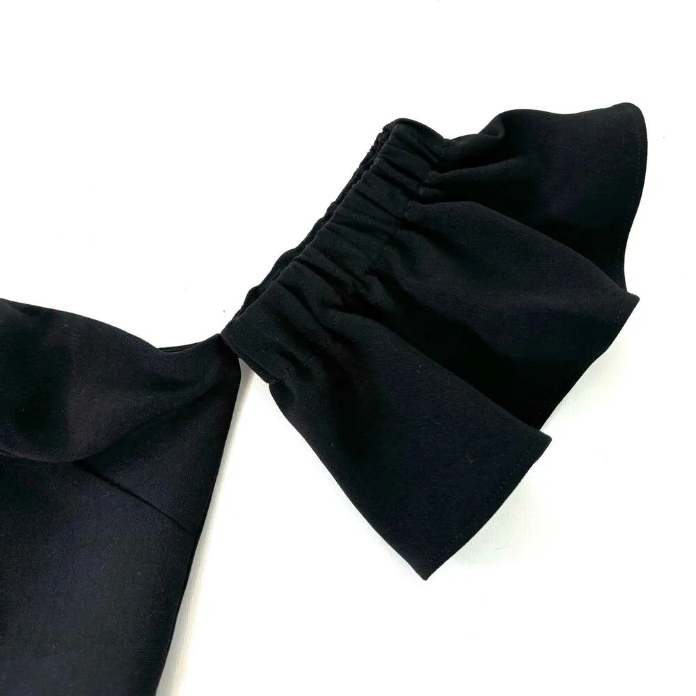 Likely Revolve Bellerose Off the Shoulder Ruffle Hem Black Mini Dress 6 - Image 7