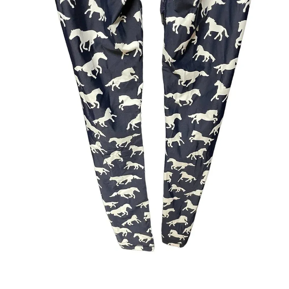 The Upside High Rise Horse Print Equestrian Navy Blue Leggings‎ Size US 6 - Image 5
