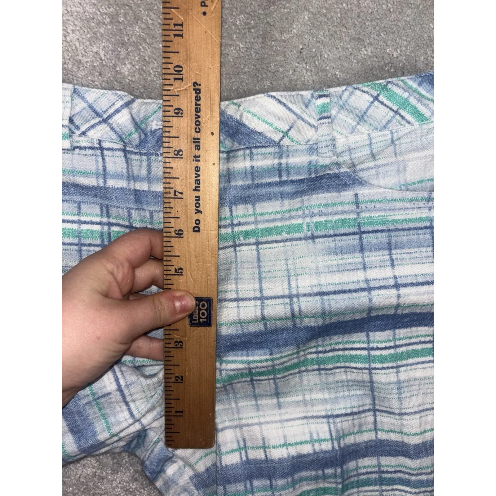 St John Sport Pants Womens 6 Marie Gray Plaid Print Cotton crop Blue - Image 7