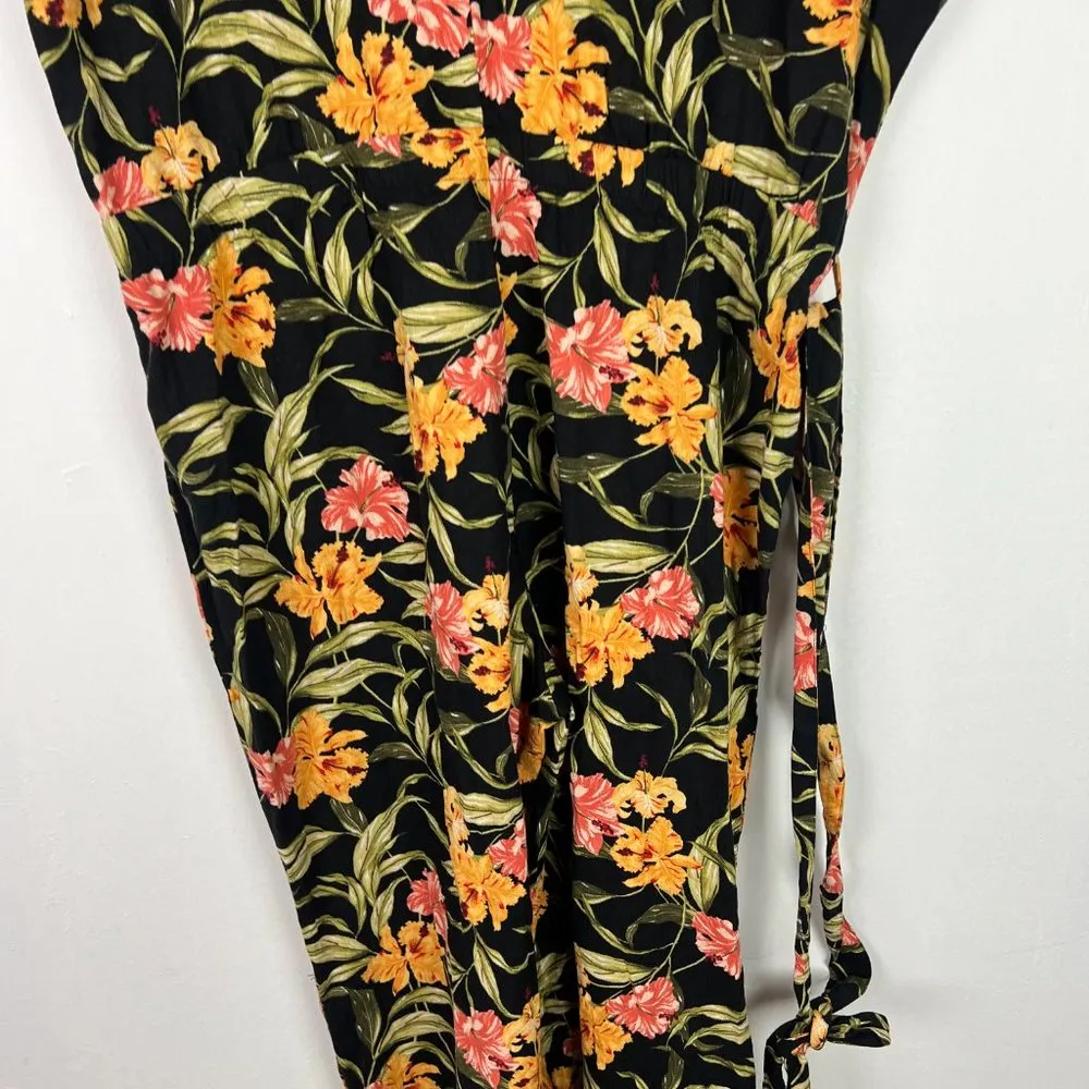 NWT Kensie Linen Blend Floral Print Tie Back V-Neck Crop Jumpsuit Size Medium M - Image 15