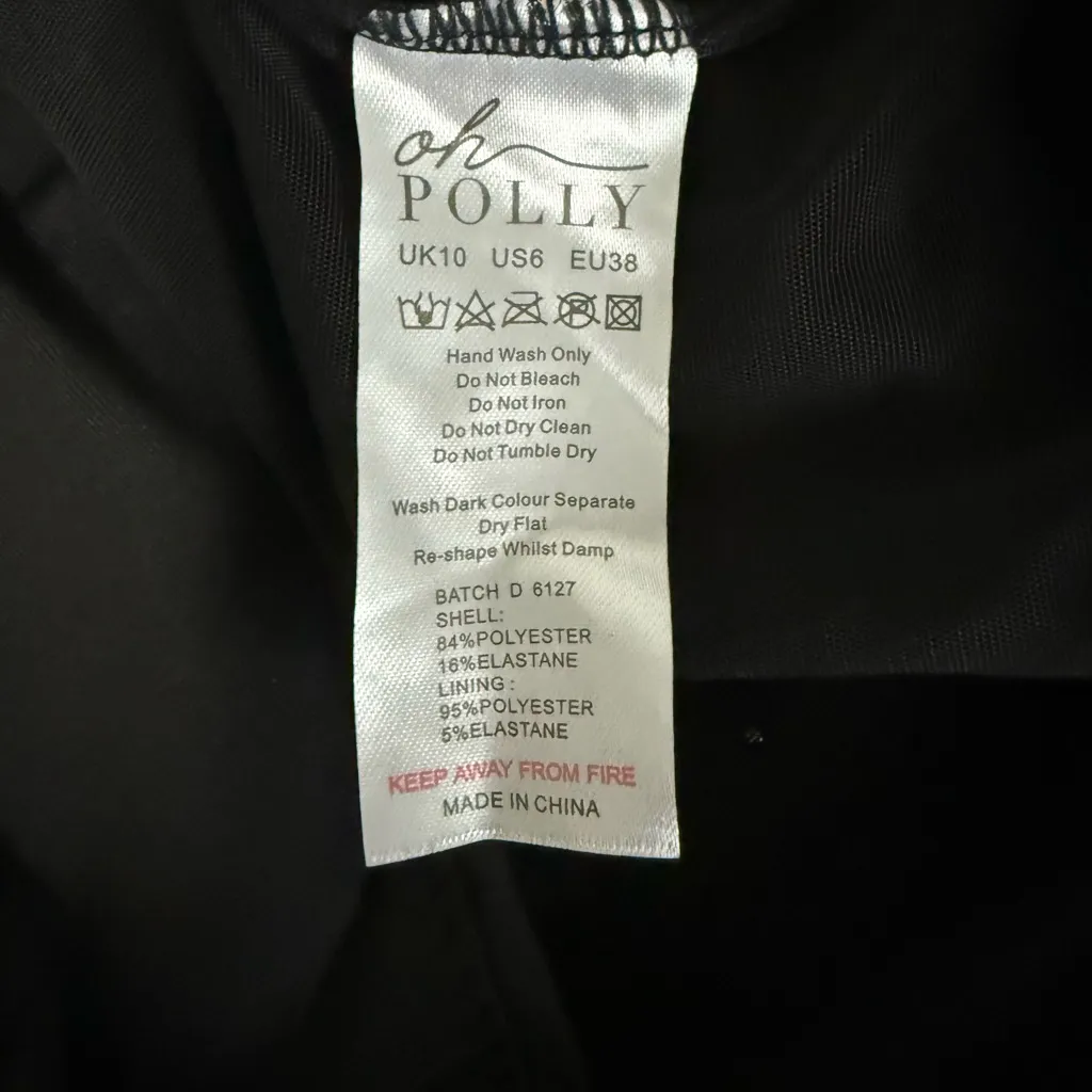 Oh Polly Chelsea Black Embellished Wrap Over A-Line Mini Dress Size 6 NEW Sexy - Image 11