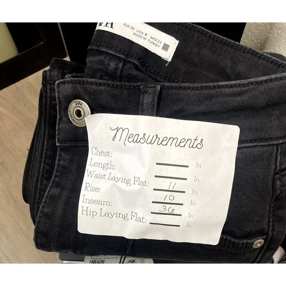 NWT ZARA Flared Bootcut Leg Slim Cut High Rise Full Length Jean 0 Black 3054 - Image 9