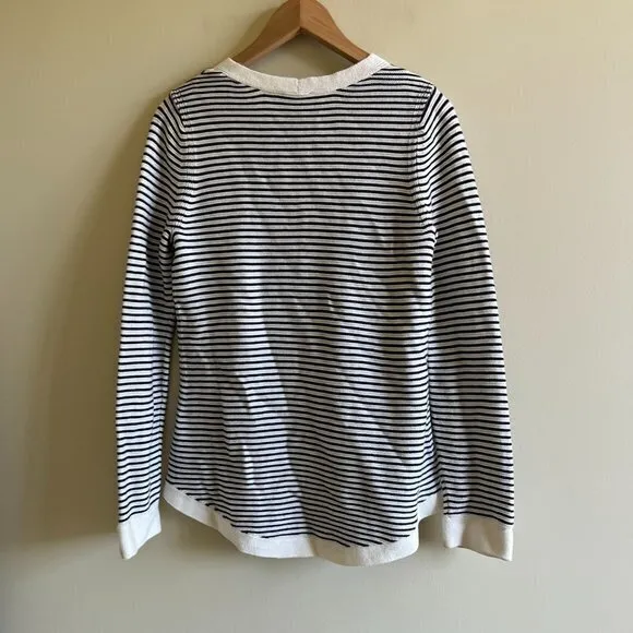 TALBOTS SWEATER STRIPED BUTTON SLEEVE V NECK WOMENS SIZE SP‎ PETITE BUTTON - Image 6