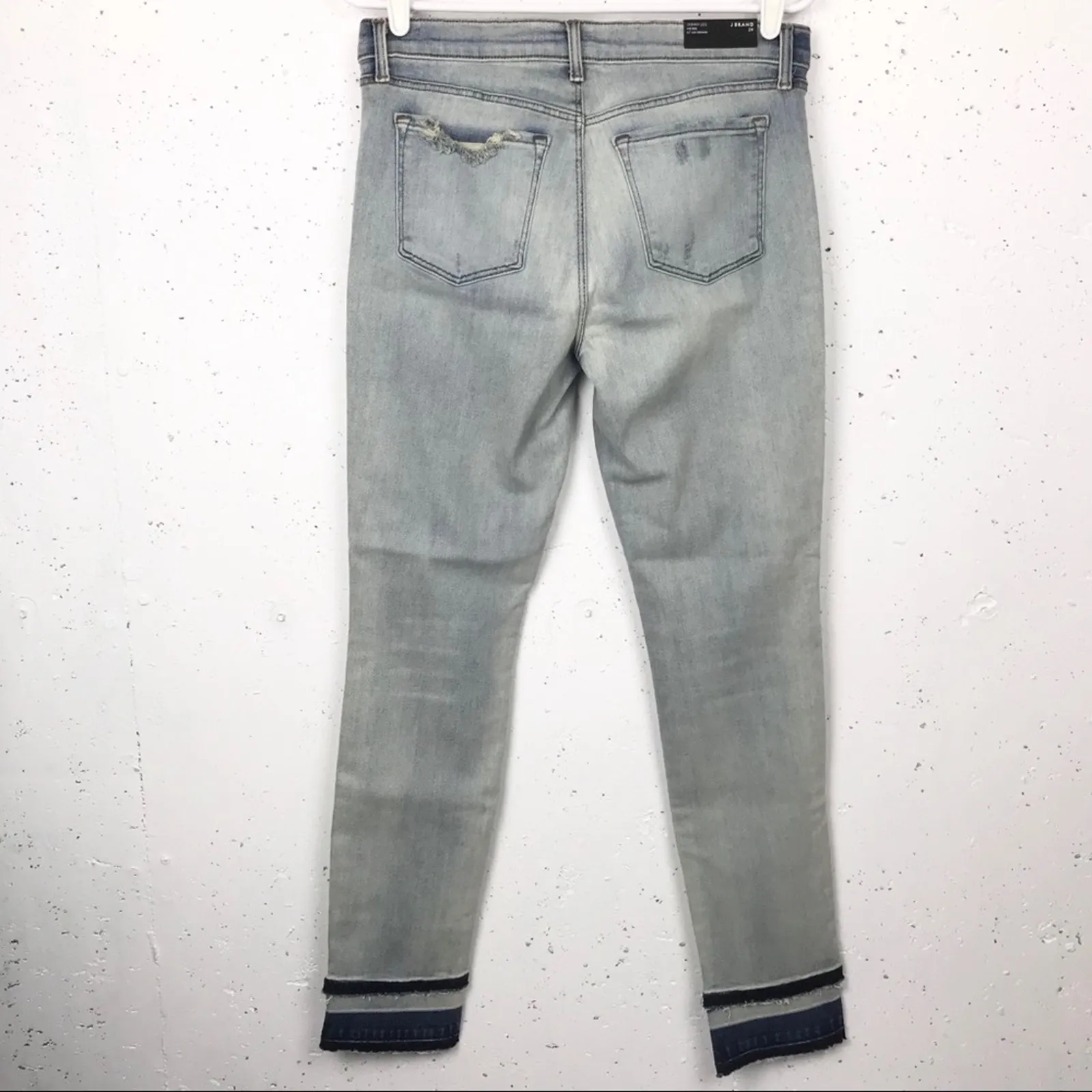 J Brand Womens Remnant Skinny Jeans Light Wash Zip Fly Dark Hem Distressed 29 - Image 9