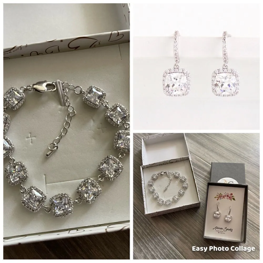 NWT handmade Bridal jewelry set Silver - Image 2
