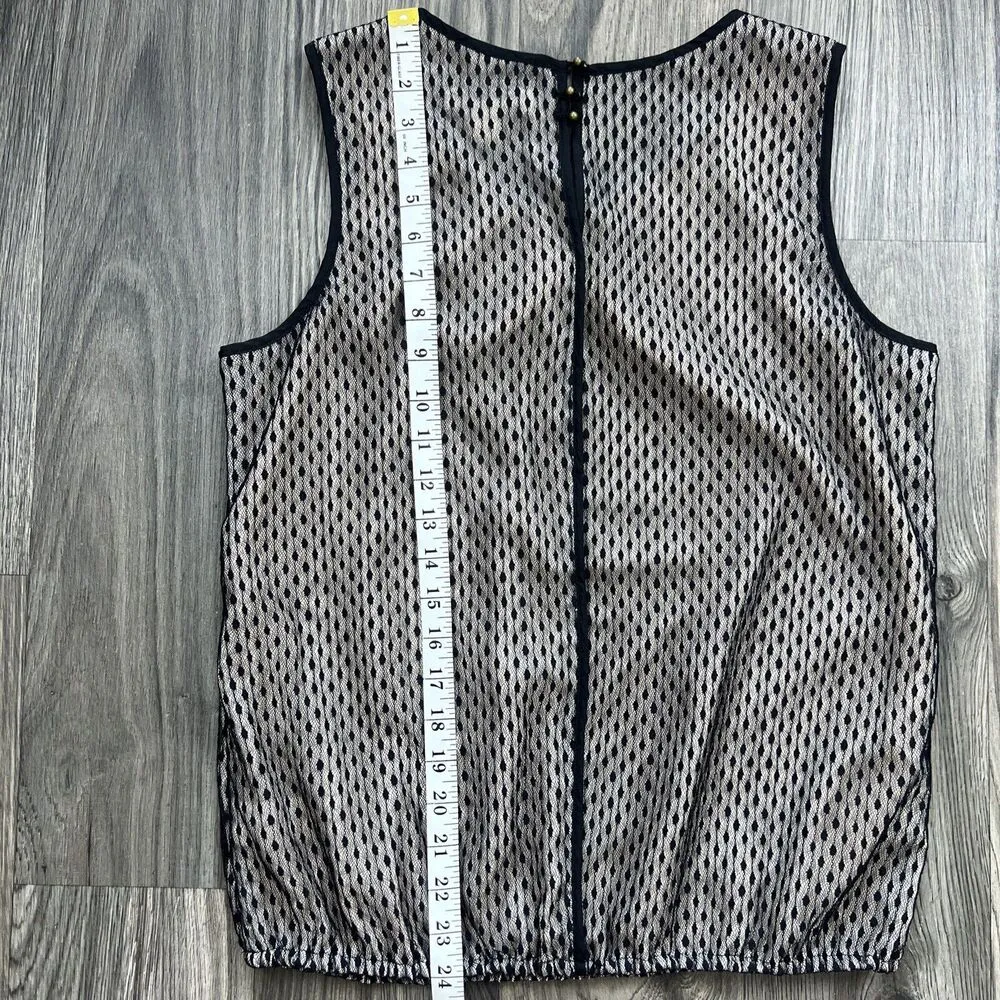 Black Lace Lined Sleeveless Round Neckline Blouse Size Medium - Image 6
