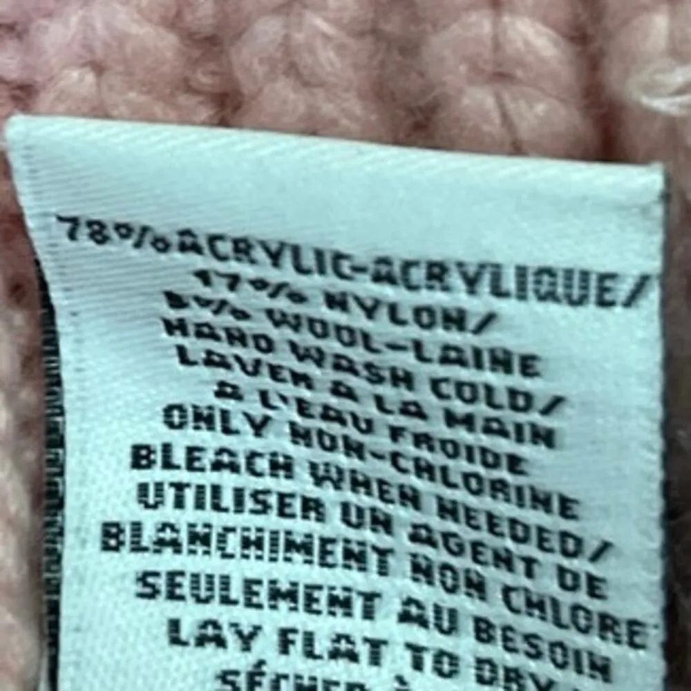 UGG Women's Pink Wool Blend Ribbed Knit Fold Over Cuffed Beanie Cap Hat Size S - Image 4