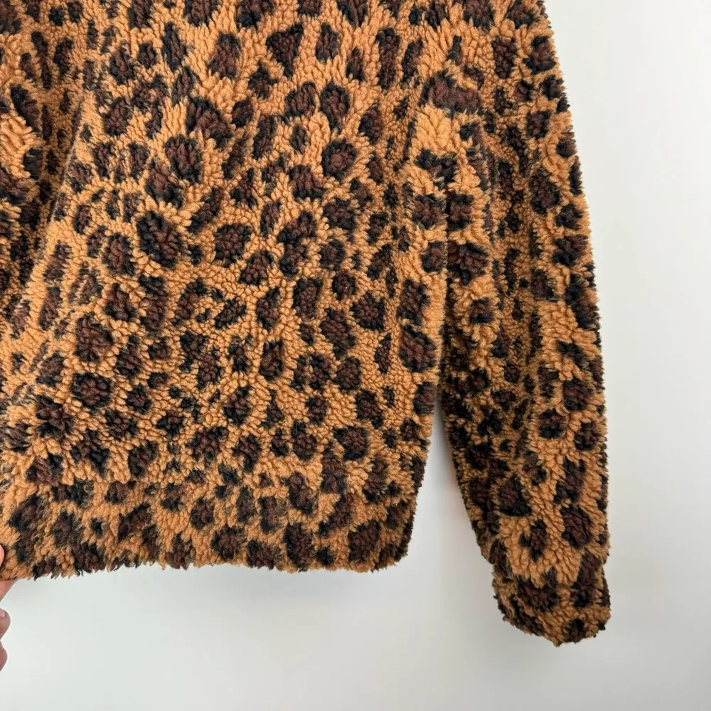 BB Dakota Leopard Sherpa Jacket Bomber Sz Small Animal Print - Image 14