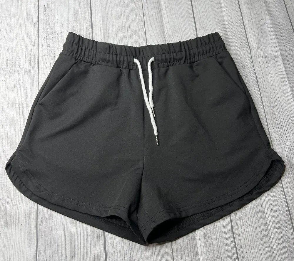 SHEIN Unity Drawstring Waist Track Shorts Athleisure Black Size Medium - Image 2