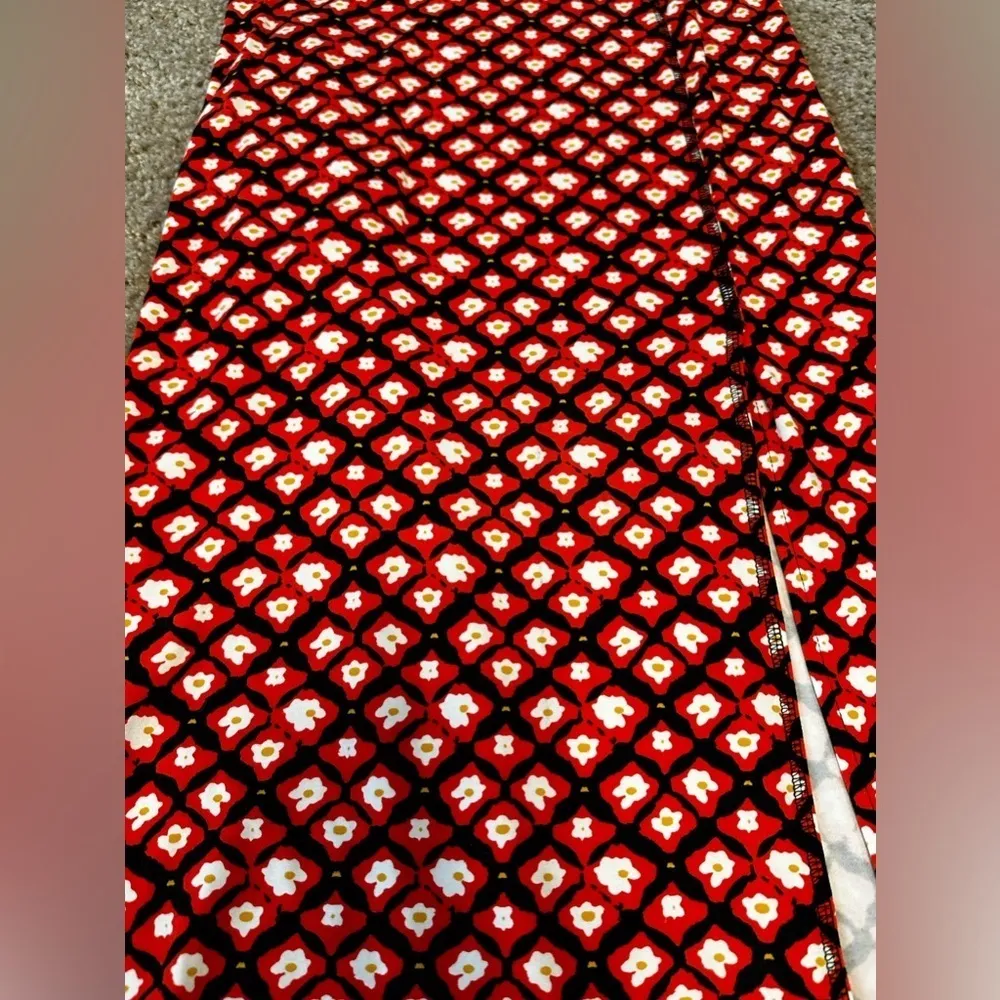 ANN TAYLOR  Sz SMALL Black Red Floral Rayon Stretch Maxi Skirt - Image 5