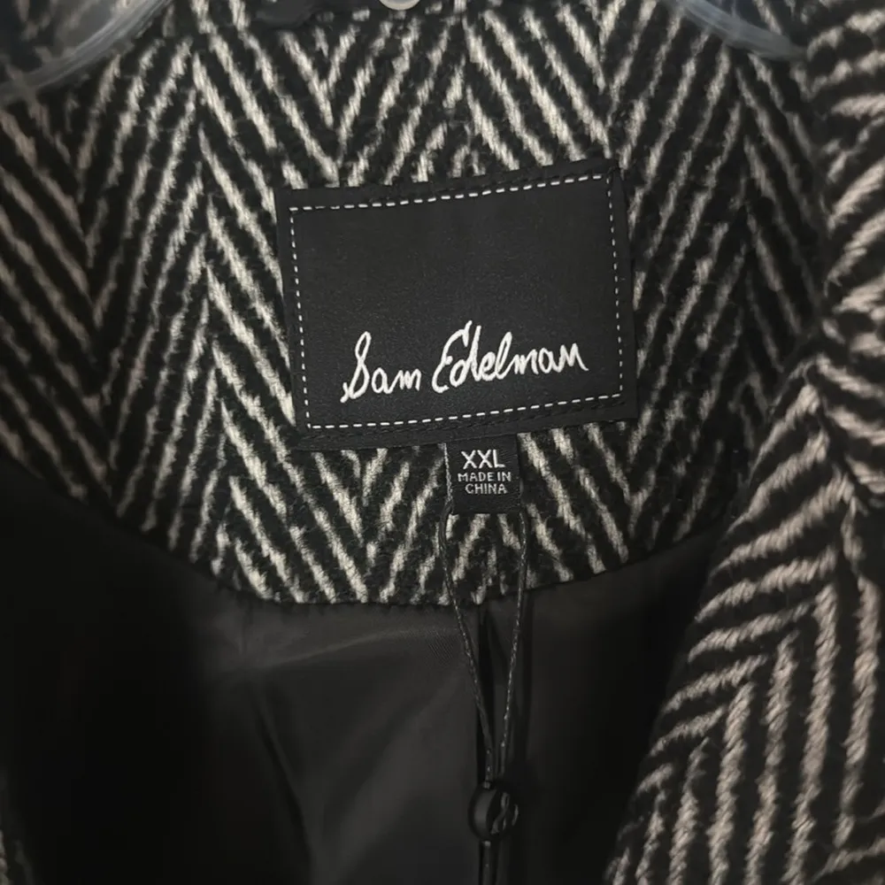 NWT Sam Edelman Black houndstooth wool Trench Coat XXL - Image 2